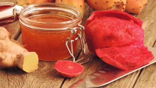 Homemade prickly pear and ginger jam