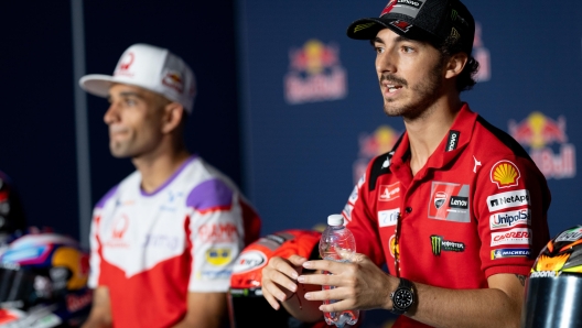 Francesco Bagnaia of Italy and Ducati Lenovo Team during presentation press conference of the MotoGP Of San Marino e della Riviera di Rimini at Marco Simoncelli Circuit on September 7 2023 in Misano Adriatico, Italy. ANSA/DANILO DI GIOVANNI