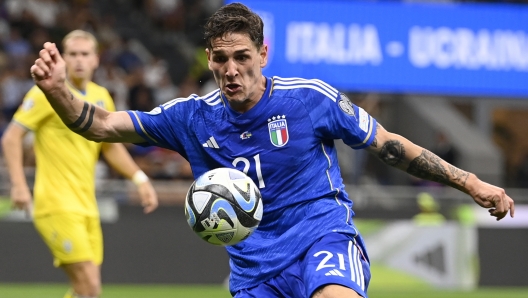 Foto Fabio Ferrari/LaPresse 12 Settembre 2023 - Milano, Italia - sport, calcio - Italia Vs Ucraina - Qualificazioni Euro 2024 - Group C - Stadio Giuseppe Meazza San Siro. Nella foto: Nicolo Zaniolo (Italy)  September 12, 2023 Milan, Italy - sport, soccer -  Italy Vs Ukraine - European Qualifiers 2024 - Group C - Giuseppe Meazza San Siro Stadium. In the pic: Nicolo Zaniolo (Italy)