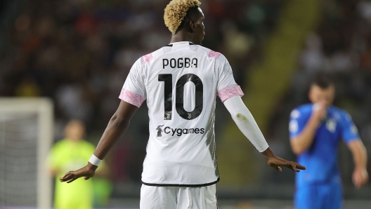 EMPOLI, ITALY - SEPTEMBER 3: Paul Labile Pogba of Juventus gestures during the Serie A TIM match between Empoli FC and Juventus at Stadio Carlo Castellani on September 3, 2023 in Empoli, Italy. (Photo by Gabriele Maltinti/Getty Images)