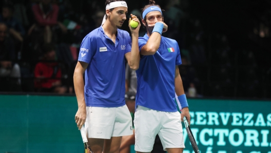 Tennis, Bologna Davis Cup, Italy-Chile, Lorenzo Sonego e Lorenzo Musetti, 15 Settembre, 2023. Foto Felice Calabro’