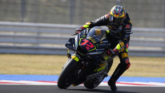 Marco Bezzecchi of Italy and Mooney VR46 Racing Team rides during free practice of the MotoGP Of San Marino e della Riviera di Rimini at Marco Simoncelli Circuit on September 8 2023 in Misano Adriatico, Italy. ANSA/DANILO DI GIOVANNI