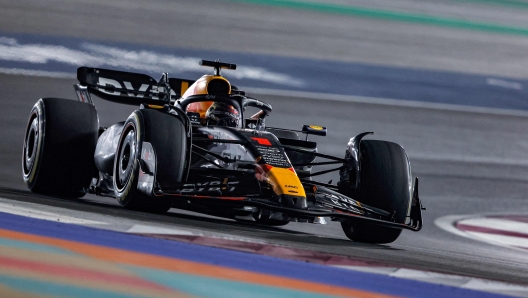 Red Bull Racing's Dutch driver Max Verstappen drives during the Qatari Formula One Grand Prix at Lusail International Circuit on October 8, 2023. (Photo by KARIM JAAFAR / AFP)