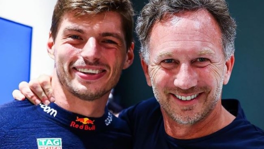 Max Verstappen (a sin.) e Christian Horner: due dei perni della Red Bull