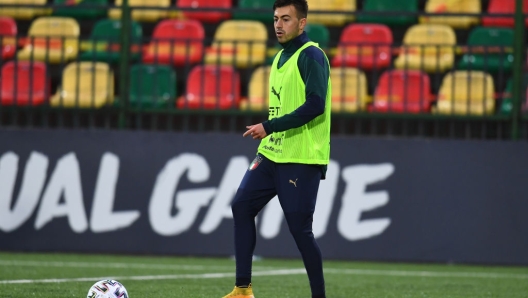 VILNIUS, LITHUANIA - MARCH 30: Stephan El Shaarawy of Italy in action during Italy training session at LFF Stadionas on March 30, 2021 in Vilnius, Lithuania. (Photo by Claudio Villa/Getty Images)