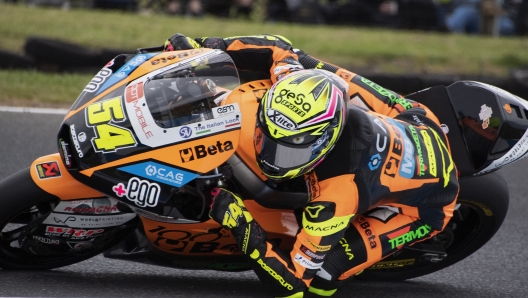 PHILLIP ISLAND, AUSTRALIA - OCTOBER 21:  Fermin Aldeguer of Spain and SpeedUp Racing rounds the bend during the qualifying practice during the MotoGP of Australia - Qualifying & Race of the 2023 MotoGP of Australia at Phillip Island Grand Prix Circuit on October 21, 2023 in Phillip Island, Australia. (Photo by Mirco Lazzari gp/Getty Images)