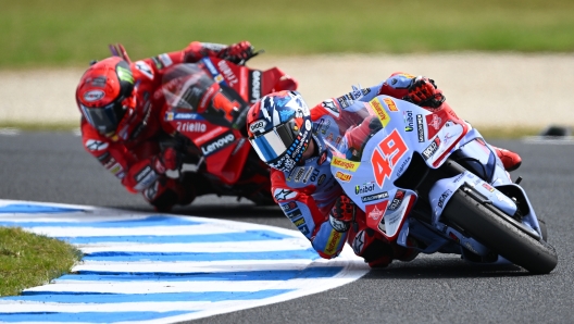 PHILLIP ISLAND, AUSTRALIA - OCTOBER 21: Fabio Di Giannantonio of Italy and the Gresini Racing MotoGP Team  rounds the bend in the 2023 MotoGP of Australia at Phillip Island Grand Prix Circuit on October 21, 2023 in Phillip Island, Australia. (Photo by Quinn Rooney/Getty Images)