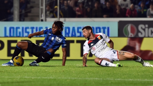 Atalanta's Ademola Lookman scores the goal 1-0 during the Italian Serie A soccer match Atalanta BC vs Genoa CFC at the Gewiss Stadium in Bergamo, Italy, 22 October 2023. ANSA/MICHELE MARAVIGLIA