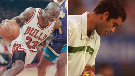 Pete Sampras e Michael Jordan lingua fuori