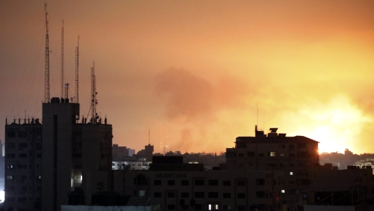 Explosions caused by Israeli airstrikes in the northern Gaza Strip, Friday, Oct. 27, 2023. (AP Photo/Abed Khaled)