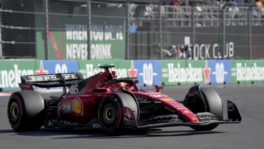 Ferrari driver Charles Leclerc of Monaco races for pole position during the Formula One Mexico Grand Prix auto race at the Hermanos Rodriguez racetrack in Mexico City, Saturday, Oct. 28, 2023. (AP Photo/Fernando Llano)