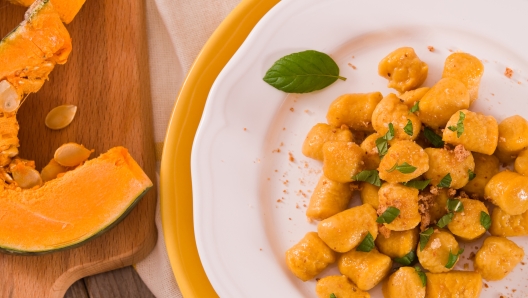 Pumpkin gnocchi with grated amaretti cookies.