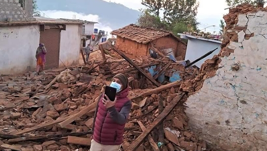 This handout photo provided by Nepal Prime Minister's Office shows an earthquake-affected area in northwestern Nepal, Saturday, Nov. 4, 2023. Helicopters and ground troops rushed to help people hurt in a strong earthquake that shook northwestern Nepal districts just before midnight Friday, killing more than 100 people and injuring dozens dozens more, officials said Saturday. (Nepal Prime Minister's Office via AP)