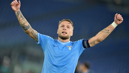 Foto Alfredo Falcone/LaPresse 07 Novembre 2023 - Roma, Italia - sport, calcio - Lazio vs Feyenoord - Uefa Champions League 2023-2024 Girone E - Stadio Olimpico di Roma. Nella foto: esultanza Ciro Immobile (17 SS Lazio)  Foto Alfredo Falcone/LaPresse November 07, 2023 Rome, Italy - sport, soccer - Lazio vs Feyenoord - Uefa Champions League 2023-2024 Group E - Olimpic Stadium în Rome. In the pic:  Ciro Immobile (17 SS Lazio) celebrates