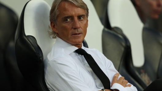 epa10849099 Saudi Arabia manager Roberto Mancini ahead of the international friendly match between Saudi Arabia and Costa Rica at St. Jamesâ?? Park in Newcastle, Britain, 08 September 2023.  EPA/ADAM VAUGHAN .