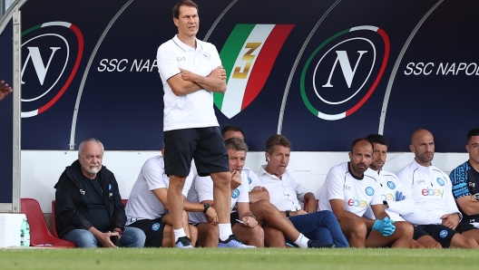 Foto Alessandro Garofalo/LaPresse 02 Agosto 2023 Castel di Sangro, Italia -  SSC Napoli vs Girona FC - amichevole estive Stadio Teofilo Patini. Nella foto: Aurelio De Laurentiis Presidente (SSC Napoli);Rudi Garcia allenatore (SSC Napoli);   August 02 , 2023 Castel di Sangro, Italy -  SSC Napoli vs Girona FC , sport soccer,  summer friendly match  Teofilo Patini stadium. In the pic: Aurelio De Laurentiis President of (SSC Napoli);Rudi Garcia coach (SSC Napoli);