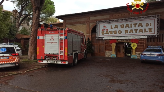 Sette persone risultano essere rimaste ferite per il crollo di un grosso pino nel parco dello stabilimento termale 'La Salute' a Montecatini (Pistoia), 10 Novembre 2023. ANSA/US VVFF