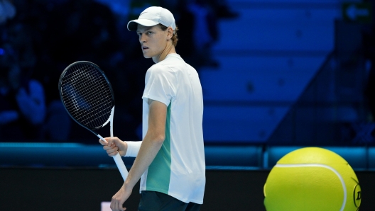 Jannik Sinner of Italy during the Nitto ATP Finals 2023 tennis tournament at the Pala Alpitour arena in Turin, Italy, 14 November 2023. ANSA/ALESSANDRO DI MARCO