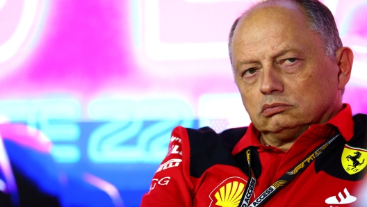 LAS VEGAS, NEVADA - NOVEMBER 16: Ferrari Team Principal Frederic Vasseur looks on in the Team Principals Press Conference ahead of the F1 Grand Prix of Las Vegas at Las Vegas Strip Circuit on November 16, 2023 in Las Vegas, Nevada.   Dan Istitene/Getty Images/AFP (Photo by Dan Istitene / GETTY IMAGES NORTH AMERICA / Getty Images via AFP)