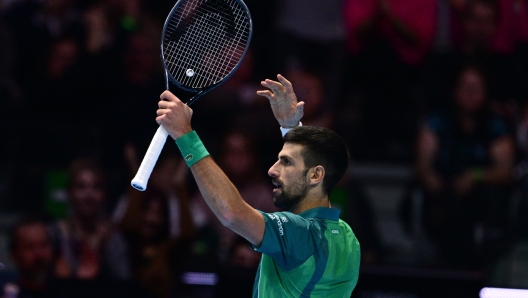 Foto Marco Alpozzi/LaPresse 18 Novembre 2023 Torino - Italia -  Sport - Tennis Nitto ATP Finals - Carlos ALCARAZ (ESP) vs Novak DJOKOVIC (SRB) Nella foto:  Novak DJOKOVIC (SRB)  November 18, 2023 Turin - Italy -  Sport - Tennis Nitto ATP Finals - Carlos ALCARAZ (ESP) vs Novak DJOKOVIC (SRB) In the pic:  Novak DJOKOVIC (SRB)