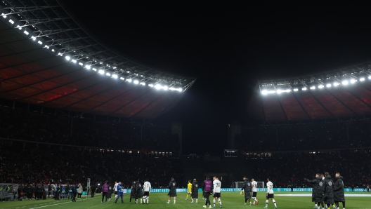 BERLIN, GERMANY - NOVEMBER 18:  Players of Germany walk off the pitch after an international friendly match between Germany and Turkey at Olympiastadion on November 18, 2023 in Berlin, Germany. (Photo by Alex Grimm/Getty Images)