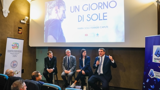 Foto Alessandro Bremec/LaPresse 09-11-2023 Milano, Italia - Cronaca - La proiezione del docufilm su Maria Sole Ferrieri Caputi Un giorno di Sole in occasione di Sport Movies & Tv al Cinema Centrale di Milano. Nella foto: Maria Sole Ferrieri Caputi, Lorenzo Casini, Franco Ascani, Luigi De Siervo  November 09, 2023 Milano Italy - News - The screening of the docufilm on Maria Sole Ferrieri Caputi Un giorno di Sole during Sport Movies & Tv at the Cinema Centrale in Milan. In the photo: Maria Sole Ferrieri Caputi, Lorenzo Casini, Franco Ascani, Luigi De Siervo