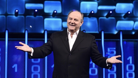 Gerry Scotti durante la presentazione alla stampa di "The Wall", nuovo game show in onda su Canale 5. Milano, 15 novembre 2017.  ANSA/ FLAVIO LO SCALZO