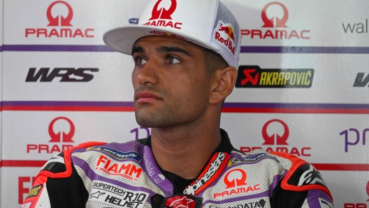 Prima Pramac's Spanish rider Jorge Martin sits inside his team garage during the second practice session of the MotoGP Malaysian Grand Prix at the Sepang International Circuit in Sepang on November 10, 2023. (Photo by Mohd RASFAN / AFP)