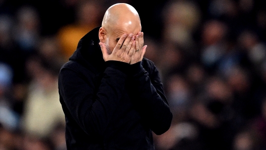 MANCHESTER, ENGLAND - NOVEMBER 07: Pep Guardiola, Manager of Manchester City, reacts during the UEFA Champions League match between Manchester City and BSC Young Boys at Etihad Stadium on November 07, 2023 in Manchester, England. (Photo by Michael Regan/Getty Images)