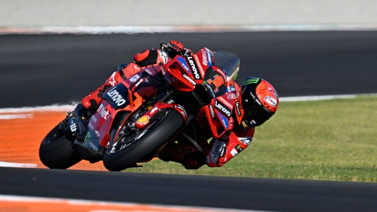 Ducati Italian rider Francesco Bagnaia rides during the first free practice session of the MotoGP Valencia Grand Prix at the Ricardo Tormo racetrack in Cheste, on November 24, 2023. (Photo by JAVIER SORIANO / AFP)