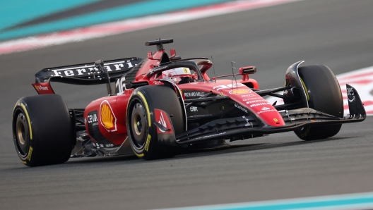 Ferrari's Monegasque driver Charles Leclerc drives during the second practice session for the Abu Dhabi Formula One Grand Prix at the Yas Marina Circuit in the Emirati city on November 24, 2023. (Photo by Giuseppe CACACE / AFP)