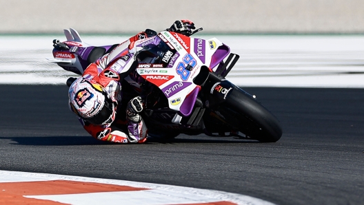 Ducati Spanish rider Jorge Martin rides during the second free practice session of the MotoGP Valencia Grand Prix at the Ricardo Tormo racetrack in Cheste, on November 25, 2023. (Photo by JOSE JORDAN / AFP)