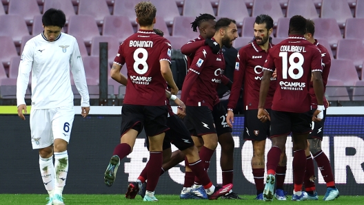 Foto Alessandro Garofalo/LaPresse 25 novembre 2023 Salerno, Italia sport calcio Salernitana vs Lazio   - Campionato di calcio Serie A Tim 2023/2024 - Stadio Arechi. Nella foto: Grigoris Kastanos (US Salernitana 1919);esulta dopo il gol  1-1      November 25  2023 Salernitana vs Lazio - Italian Football Championship League league  A  2023/2024 - Arechi stadium. In the pic: Grigoris Kastanos (US Salernitana 1919); celebrates after scoring  1-1