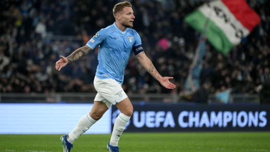 Ciro Immobile esulta dopo il gol del 2-0
Champions League incontro Lazio v Celtic allo stadio Olimpico di Roma.
Roma, 28  Novembre 2023
© Marco Rosi / Fotonotizia