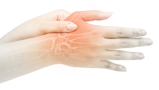 finger bone pain white background