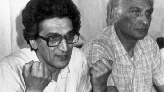 Toni Negri with Marco Pannella during a press conference in Rome, Italy, 9 July 1983. ANSA/OLDPIX