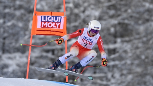 VAL D'ISERE, FRANCE - DECEMBER 15: Jasmine Flury of Team Switzerland in action during the Audi FIS Alpine Ski World Cup Women's Downhill Training on December 15, 2023 in Val d'Isere, France. (Photo by Alain Grosclaude/Agence Zoom/Getty Images)