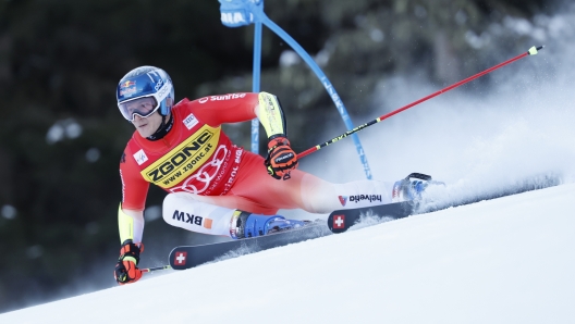 ALTA BADIA, ITALY - DECEMBER 18: Marco Odermatt of Team Switzerland in action during the Audi FIS Alpine Ski World Cup Men's Giant Slalom on December 18, 2023 in Alta Badia Italy. (Photo by Christophe Pallot/Agence Zoom/Getty Images)