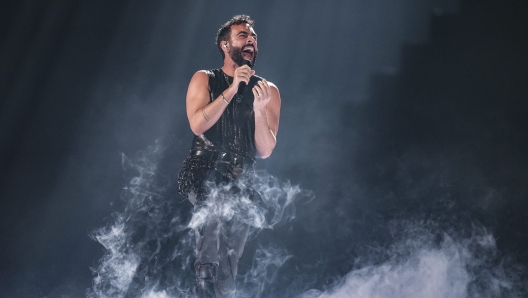 Marco Mengoni of Italy performs during dress rehearsals for the Grand final at the Eurovision Song Contest in Liverpool, England, Friday, May 12, 2023. (AP Photo/Martin Meissner)