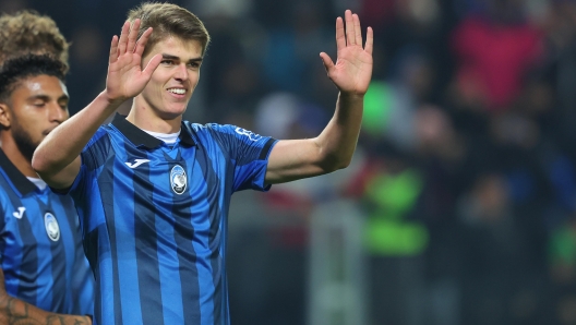 Atalanta's Charles De Ketelaere celebrates during the round of 16 of the Italy Cup (Coppa Italia) soccer match Atalanta BC vs US Sassuolo Calcio at Gewiss Stadium in Bergamo, Italy, 3 January 2024.ANSA/MICHELE MARAVIGLIA