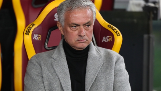 ROME, ITALY - JANUARY 03:  Jose Mourinho, Head Coach of AS Roma, looks on prior to the Coppa Italia Round of 16 match between AS Roma and Cremonese at Stadio Olimpico on January 03, 2024 in Rome, Italy. (Photo by Paolo Bruno/Getty Images)