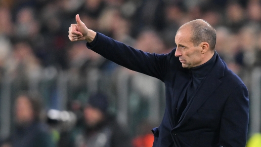 Juventus' coach Massimiliano Allegri recats during the round of 16 of the Coppa Italia soccer match Juventus FC vs US Salernitana at the Allianz Stadium in Turin, Italy, 04 January 2024. ANSA/ALESSANDRO DI MARCO