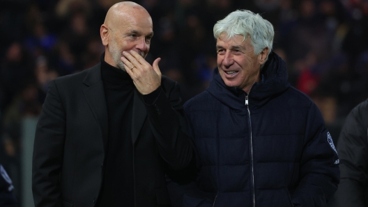 Atalanta's coach Gian Piero Gasperini and Milan's coach Stefano Pioli talking before the Italian Serie A soccer match Atalanta BC vs AC Milan at Gewiss Stadium in Bergamo, Italy, 09 December 2023. ANSA/MICHELE MARAVIGLIA