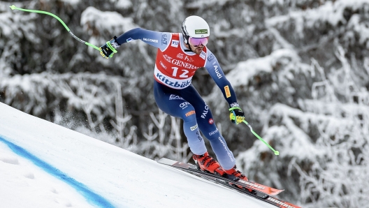 Italy's Florian Schieder competes during the men's downhill competition of the FIS ski alpine world cup in Kitzbuehel, Austria, on January 19, 2024. (Photo by Johann GRODER / various sources / AFP) / Austria OUT