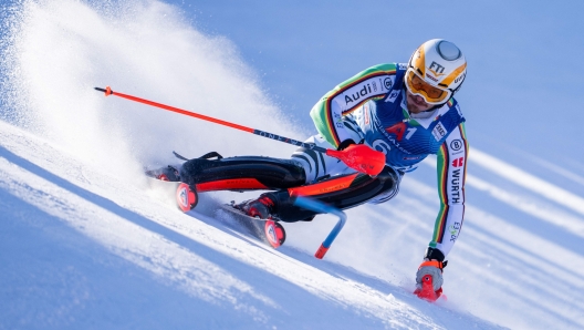 Germany's Linus Strasser competes during the first run of the Hahnenkamm Men's Slalom event of the FIS Alpine Skiing World Cup in Kitzbuehel, Austria on January 21, 2024. (Photo by GEORG HOCHMUTH / APA / AFP) / Austria OUT