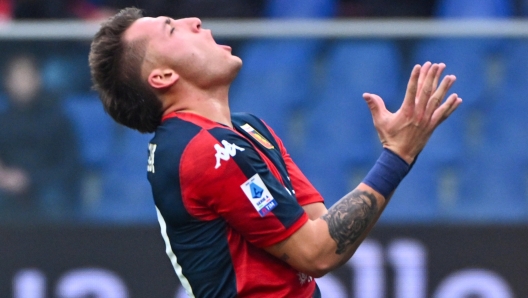 Genoas Mateo Retegui reacts during the Italian Serie A match, Genoa CFC vs Torino Fc at Luigi Ferraris stadium in Genoa, Italy, 10 january 2024. ANSA/LUCA ZENNARO