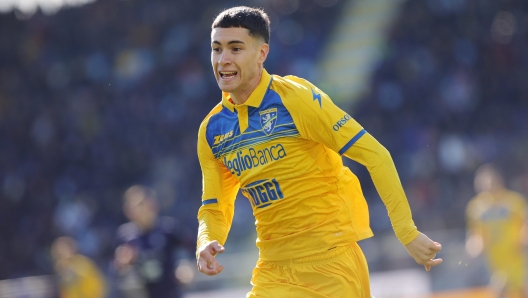 Matias Soule' of Frosinone in action during the Serie A soccer match between Frosinone Calcio and Cagliari Calcio at Benito Stirpe stadium in Frosinone, Italy, 21 January 2024. ANSA/FEDERICO PROIETTI