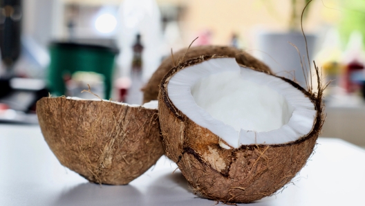 Food. Coconut on the desk