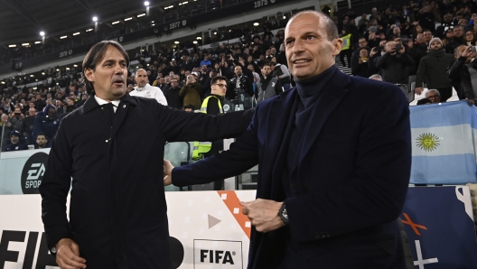 Foto Fabio Ferrari/LaPresse 4 Aprile 2023 - Torino, Italia - sport, calcio - Juventus vs Inter - Coppa Italia Frecciarossa - Semifinale 1/2 - Juventus Stadium.
Nella foto: Massimiliano Allegri allenatore (Juventus F.C.) e Simone Inzaghi Coach  FC Internazionale

April 4, 2023 Turin, Italy - sport, calcio - Juventus vs Inter - Coppa Italia Frecciarossa - Semifinal 1/2 -Juventus Stadium .
In the pic: Massimiliano Allegri coach (Juventus F.C.) e Simone Inzaghi Coach  FC Internazionale