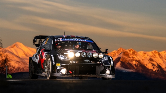 Elfyn Evans (GB) and Scott Martin (GB) Of team TOYOTA GAZOO RACING WRT are seen performing during World Rally Championship Monte-Carlo in Gap, France on January 24, 2024 // Jaanus Ree / Red Bull Content Pool // SI202401240582 // Usage for editorial use only //